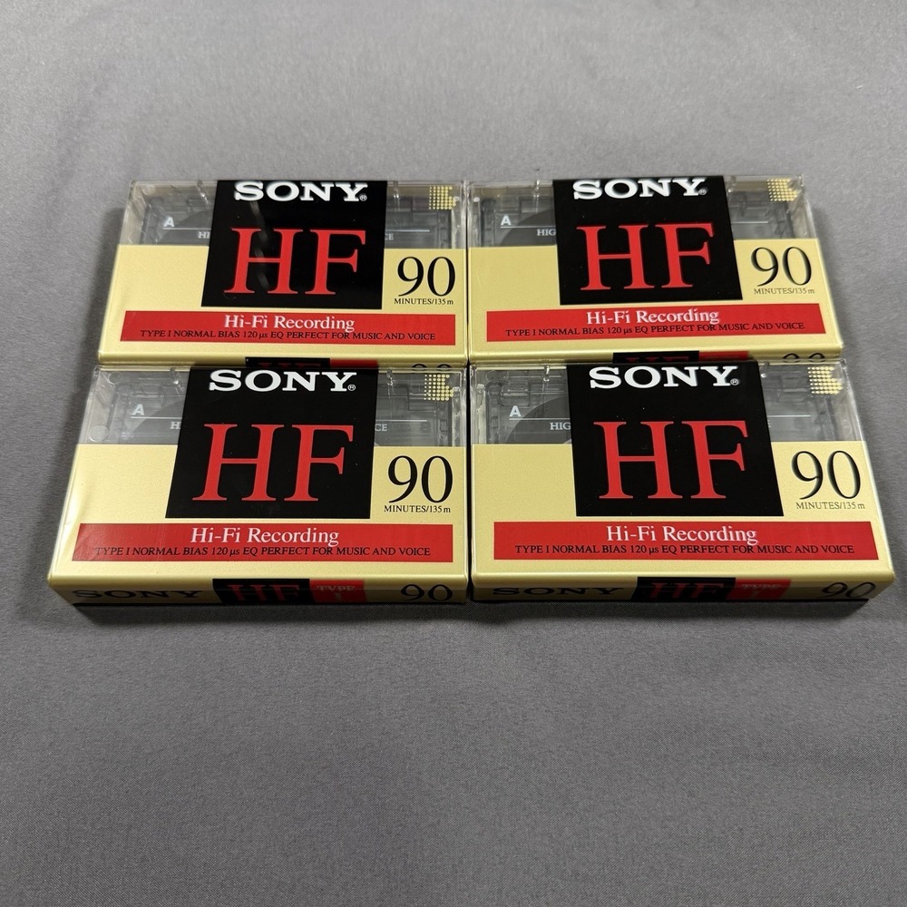 (4 pk) Sony HF-90 Hi-Fi Recording Blank Audio Cassette‎ Tapes Normal Bias Sealed